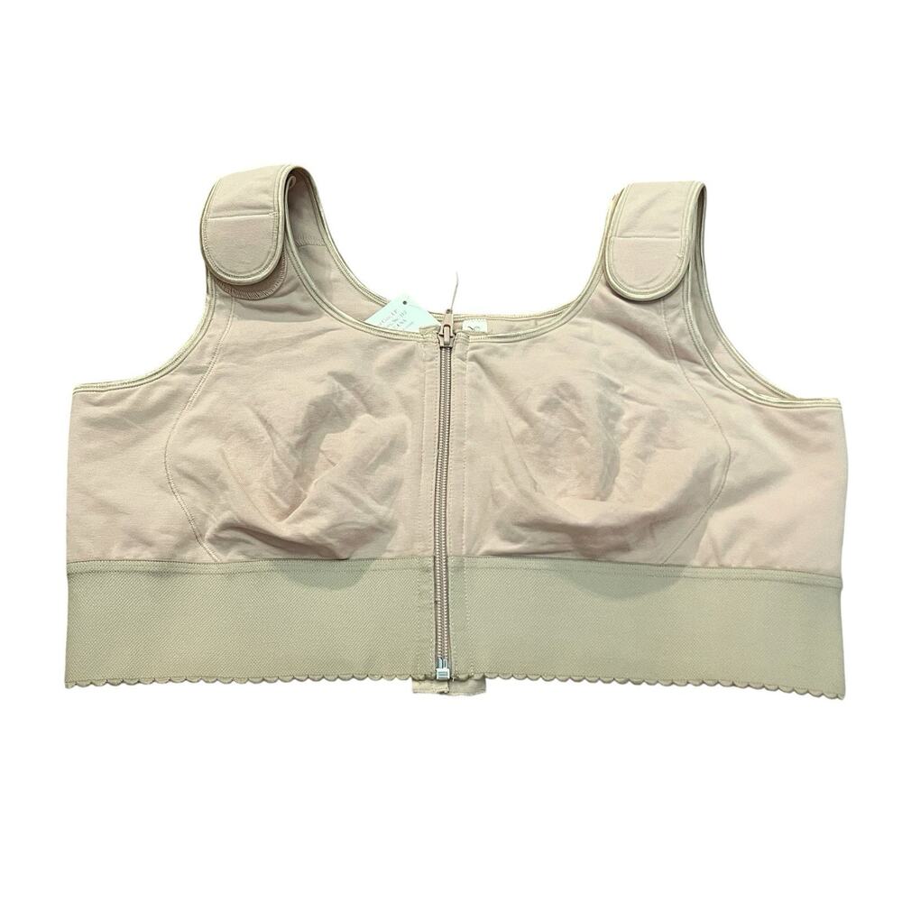 ABC Mastectomy Compression Bra 46D/E Beige Zip Front Post Surgical Adjustable
